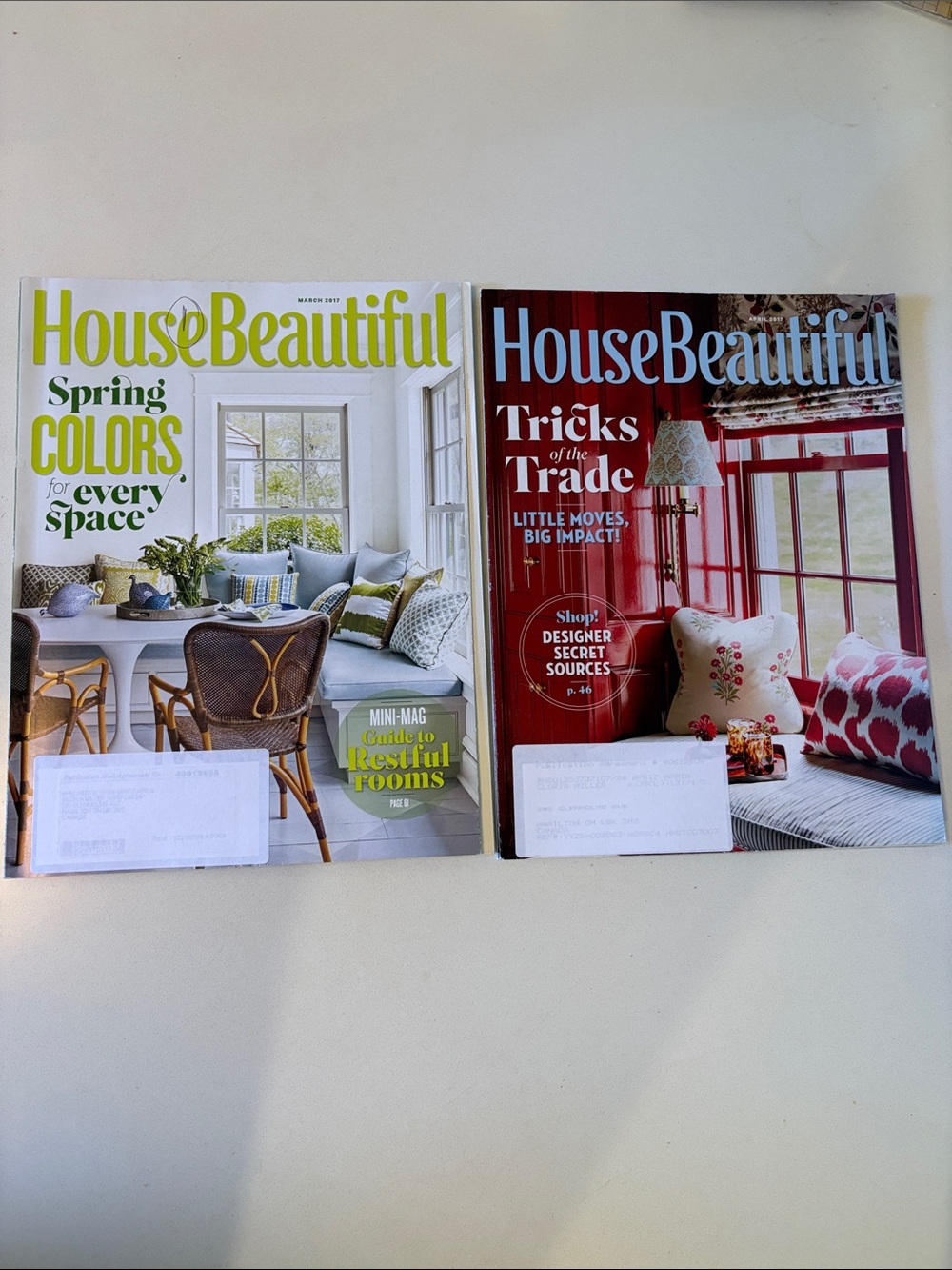 Lot of 2 House Beautiful Magazines- March and April 2017